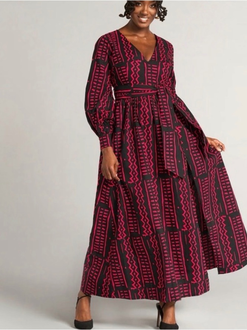 D'IYANU Ladies  V Neck Maxi Dress African Queen size Large Sold out  Faux Wrap